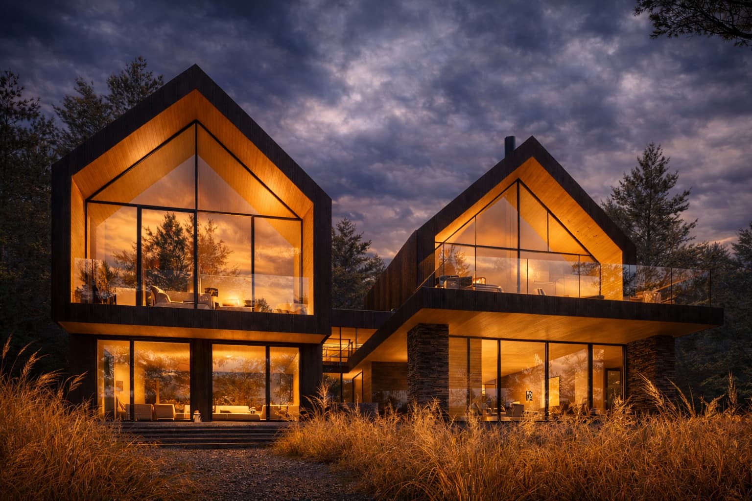 Luxury modern chalet with large glass facade designed by Montreal architect Shannon Ross
