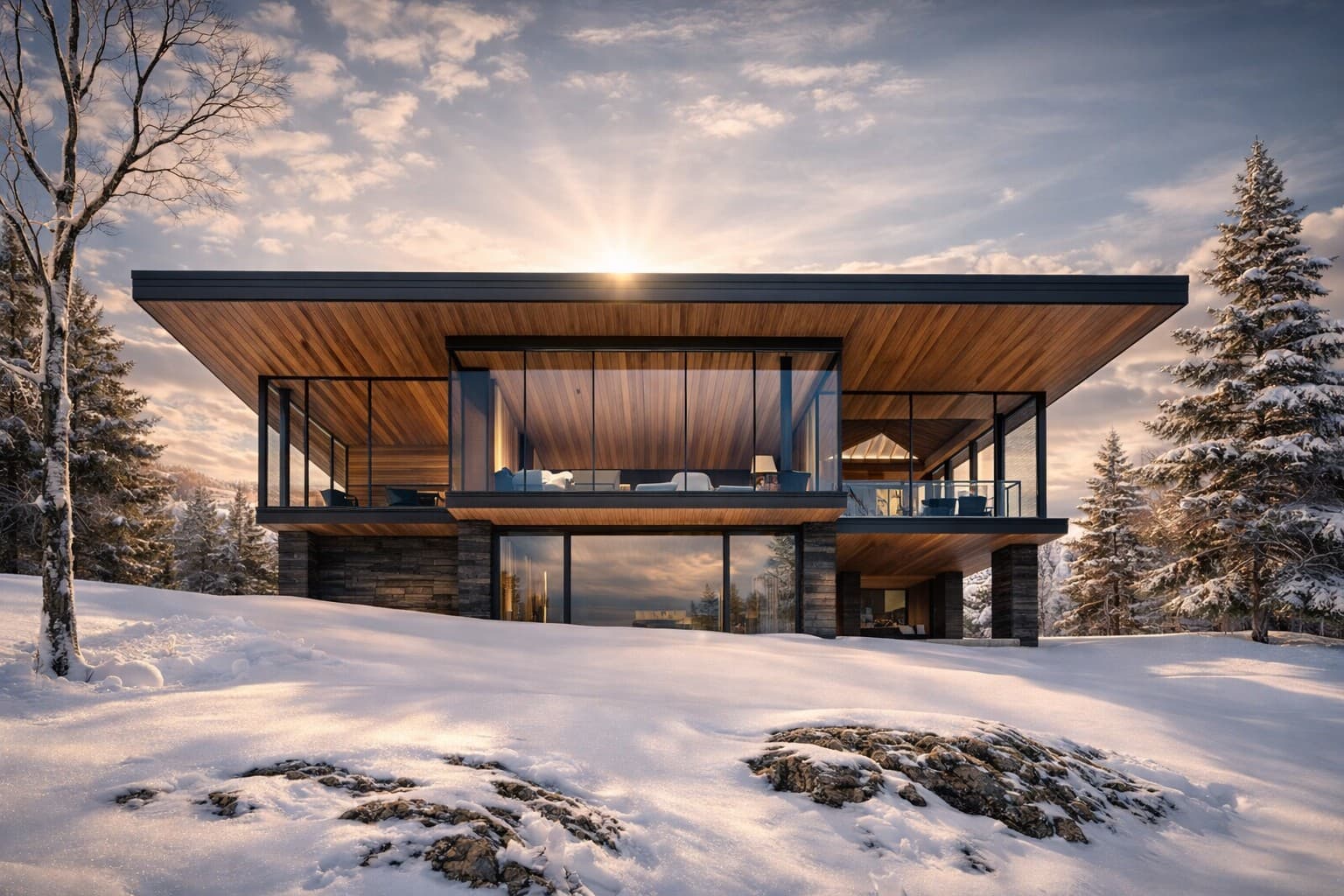 Modern lake house at Lac Sacacomie designed by Montreal architect Shannon Ross